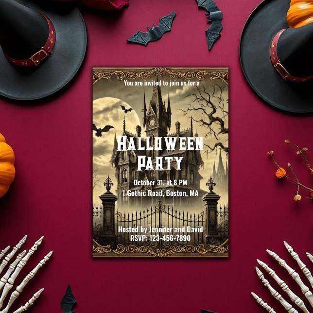 Victorian Vintage Haunted House Halloween Party Invitation (Victorian Vintage Haunted House Halloween Party Invitation)