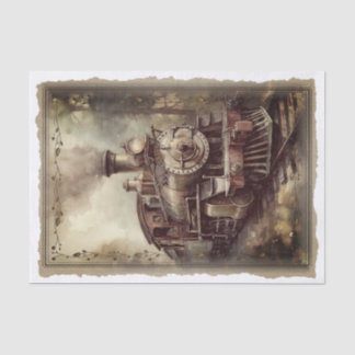 Victorian Vintage Locomotive Decoupage Tissue Paper