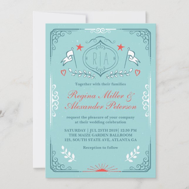 Victorian Vintage Mediaeval Wedding Invitation (Front)