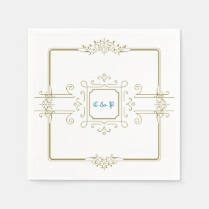 Victorian Vintage Monogram Wedding Paper Napkins