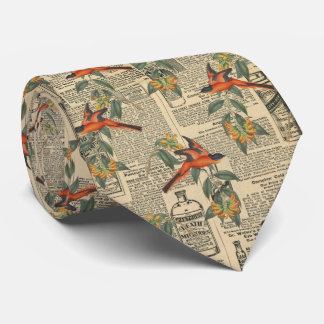 Victorian Vintage Orange Birds Tie