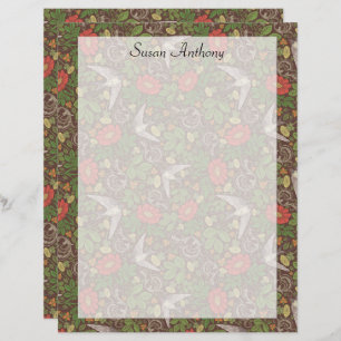 Victorian Vintage Red Daisy Bird Garden Paper
