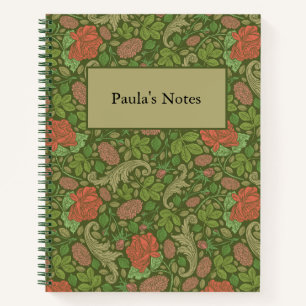 Victorian Vintage Red Roses Pink Mums Floral Notebook