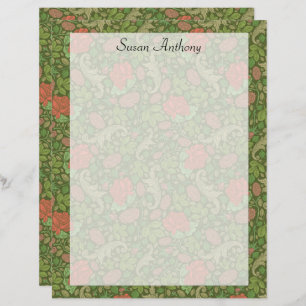 Victorian Vintage Red Roses Pink Mums Floral Paper