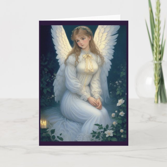 Victorian Vintage Retro Christmas Angel Holiday Card (Front)