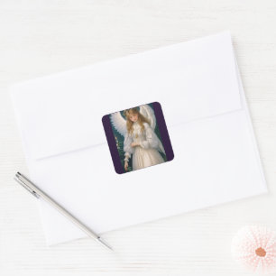 Victorian Vintage Retro Christmas Angel Square Sticker