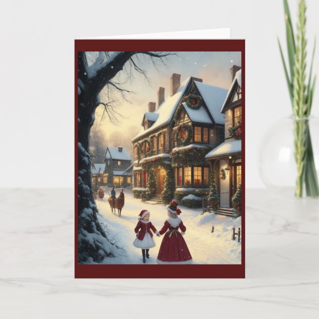 Victorian Vintage Retro Christmas Holiday Card (Front)