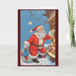 Victorian Vintage Retro Christmas Santa Holiday Card