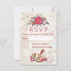 Victorian Vintage Rocking Horse Christmas RSVP Card