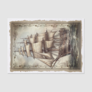 Victorian Vintage Sailing Ship Decoupage Tissue Paper