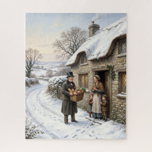 Victorian Vintage Snowy Village Christmas Puzzle