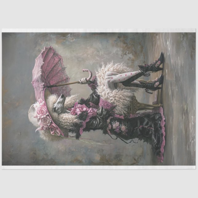 Victorian Vintage Standard Poodle Decoupage Tissue Paper (Front)