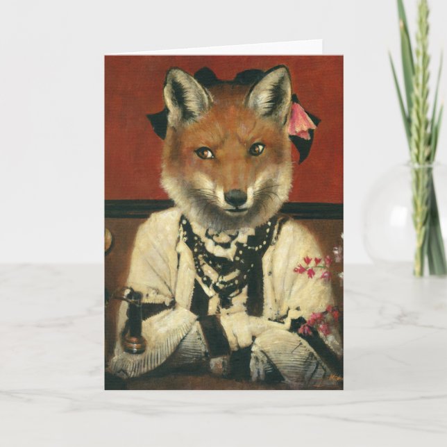 Victorian Vintage Vixen Greetings Card (Front)