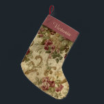 Victorian Vintage Wine Floral with Name Small Christmas Stocking<br><div class="desc">Give the gift of victorian elegance this holiday season with the Victorian Vintage Wine Floral with Name Stocking. Customise with your own text and create a stocking that is sure to become a keepsake. Makes a great gift for anyone that loves the look of vintage floral or victorian patterns.</div>