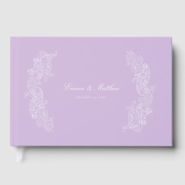 Victorian Violet Purple Monogram Crest Guest Book (Front)