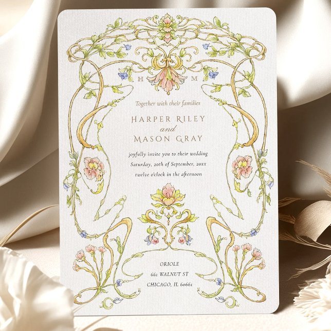 Victorian Watercolor Floral Arch Wedding Invitation (Creator Uploaded)