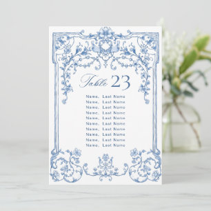 Victorian Wedding Blue Seating Chart Card