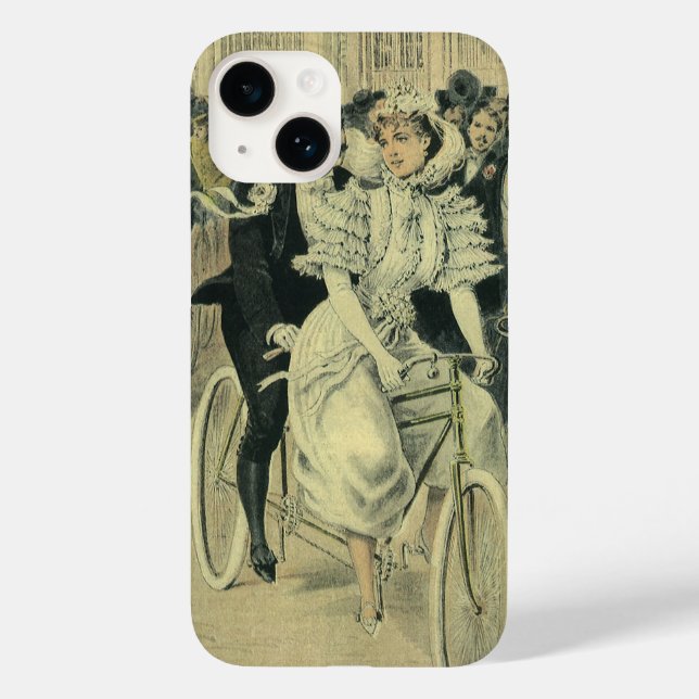 Victorian Wedding Bride and Groom Newlywed Bicycle Case-Mate iPhone Case (Back)