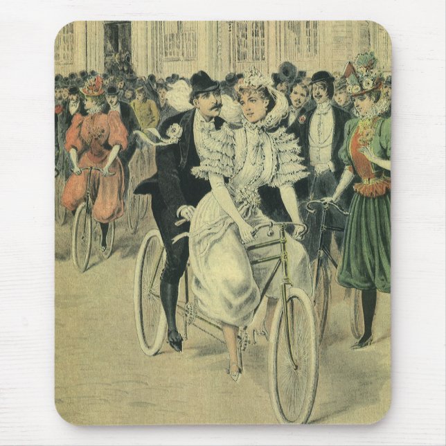 Victorian Wedding Bride and Groom Newlywed Bicycle Mouse Pad (Front)