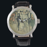 Victorian Wedding Bride and Groom Newlywed Bicycle Watch<br><div class="desc">Vintage illustration love and romance Victorian wedding image featuring a bride in her wedding gown and veil and the groom in his tuxedo. A romantic design with the husband and wife newlyweds riding an antique tandem bike after their wedding ceremony surrounded by guests and members of the wedding party.</div>