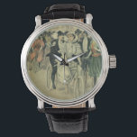 Victorian Wedding Bride and Groom Newlywed Bicycle Watch<br><div class="desc">Vintage illustration love and romance Victorian wedding image featuring a bride in her wedding gown and veil and the groom in his tuxedo. A romantic design with the husband and wife newlyweds riding an antique tandem bike after their wedding ceremony surrounded by guests and members of the wedding party.</div>