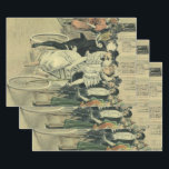Victorian Wedding Bride and Groom Newlywed Bicycle Wrapping Paper Sheet<br><div class="desc">Vintage illustration love and romance Victorian wedding image featuring a bride in her wedding gown and veil and the groom in his tuxedo. A romantic design with the husband and wife newlyweds riding an antique tandem bike after their wedding ceremony surrounded by guests and members of the wedding party.</div>