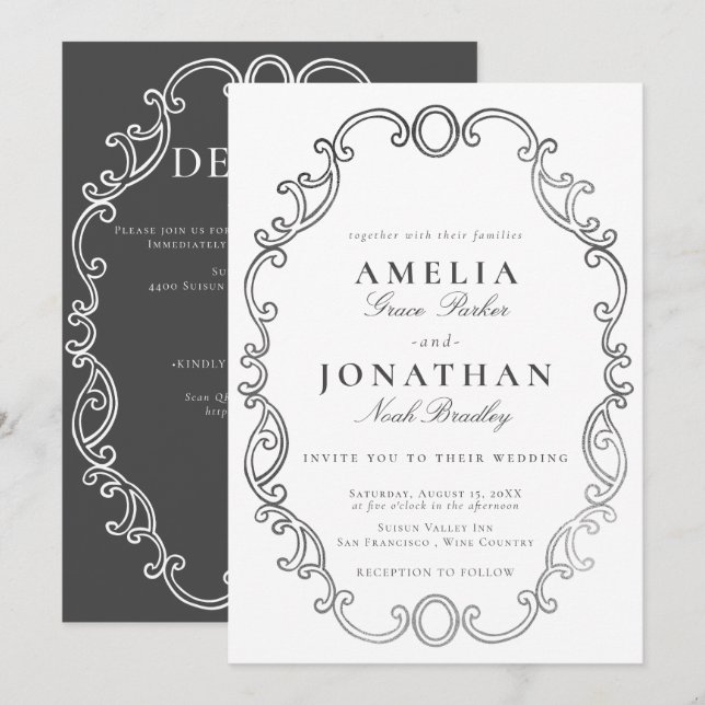 Victorian Wedding Crest Invitation (Front/Back)