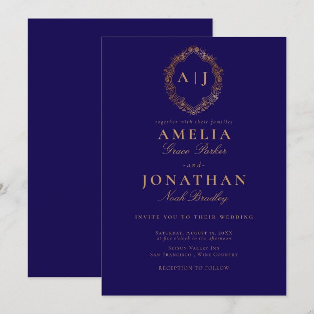 Victorian Wedding Crest Invitation (Front/Back)