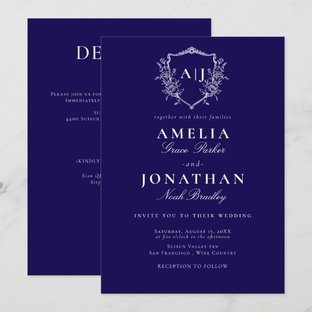 Victorian Wedding Crest Invitation (Front/Back)