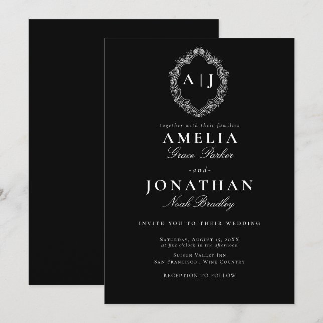 Victorian Wedding Crest Invitation (Front/Back)