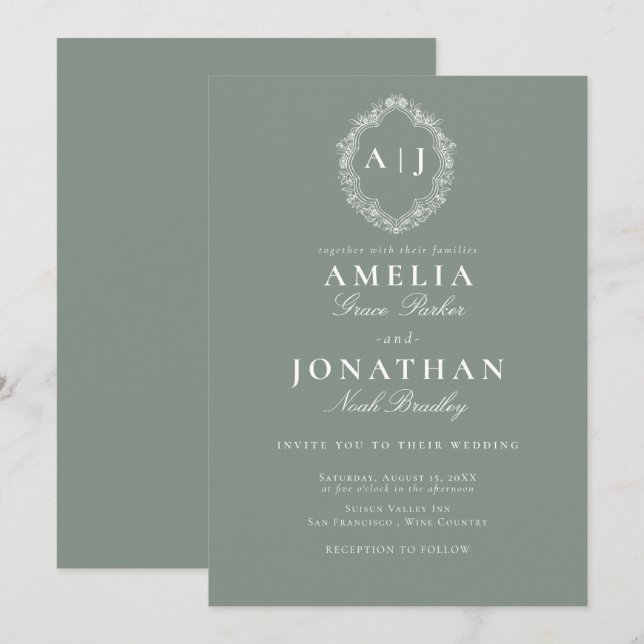 Victorian Wedding Crest Invitation (Front/Back)