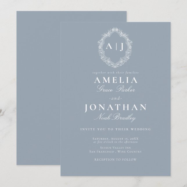 Victorian Wedding Crest Invitation (Front/Back)