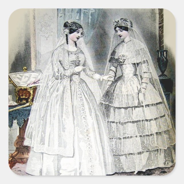 Victorian Wedding Dress Square Sticker (Front)