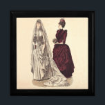 Victorian wedding gown gift box<br><div class="desc">For anyone who is thinking about a Victorian wedding, this is a beautiful image from an 1886 Godey's Lady's Book, which showcased high fashion illustrations of ladies' garments. This old-fashioned image shows off the wedding dress and bridesmaid's dress that every Victorian woman wanted to own. Perfect for upcoming old-fashioned weddings!...</div>
