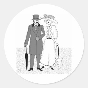 Victorian Wedding Guests Classic Round Sticker