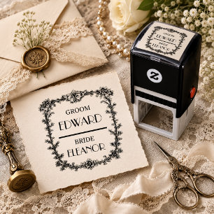 Victorian Wedding Name Frame Rubber Stamp