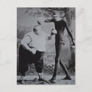 Victorian Weird Fat and Skinny Boxer Postcard