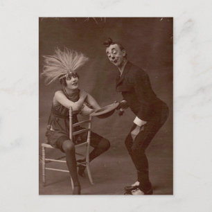Victorian Weird Funny Clown Postcard