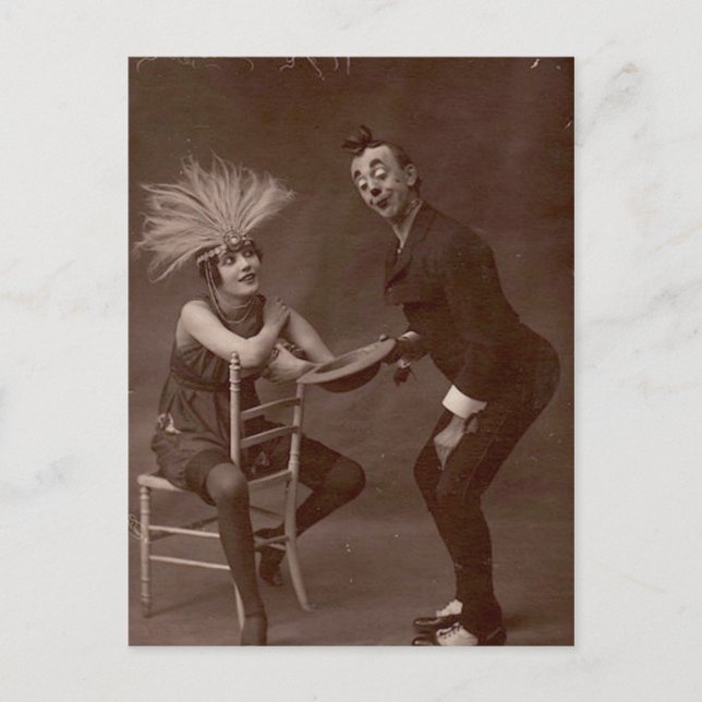 Victorian Weird Funny Clown Postcard (Front)