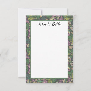 Victorian White Daisies Purple Butterflies Garden Thank You Card