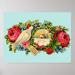 Victorian white dove and love message poster