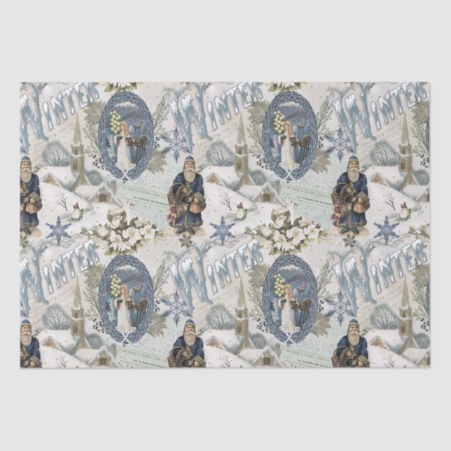 Victorian Winter Blues Vignette  Tissue Paper (Front)