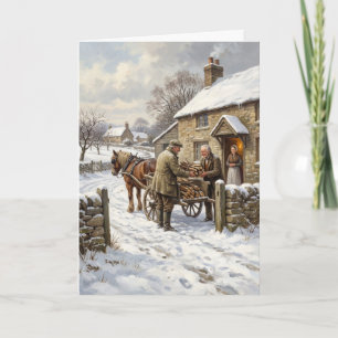 Victorian Winter Firewood Delivery Christmas Card