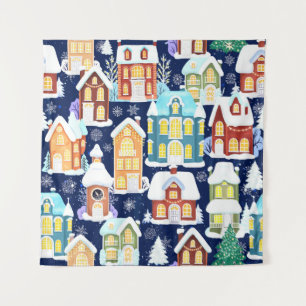 Victorian Winter Town: Christmas Pattern Tapestry