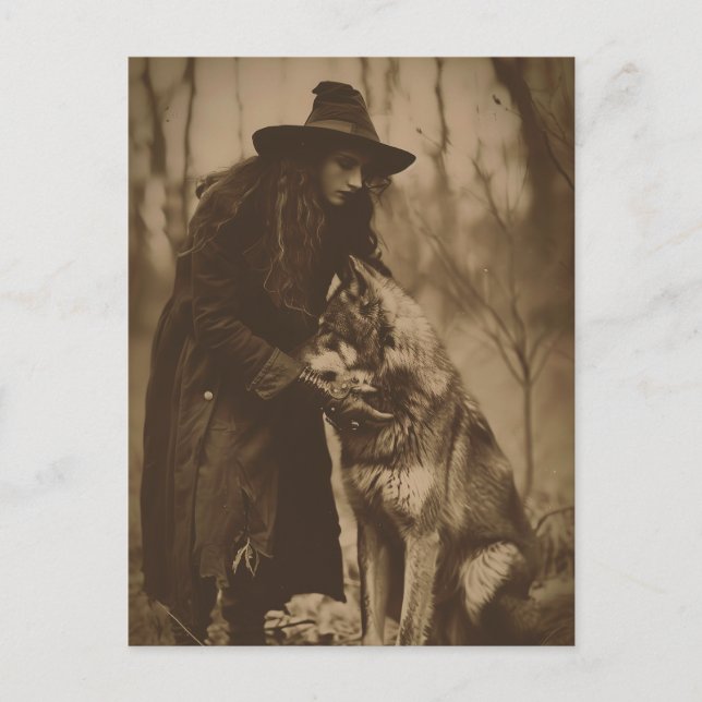 Victorian Witch Sepia Portrait style 4 Postcard (Front)