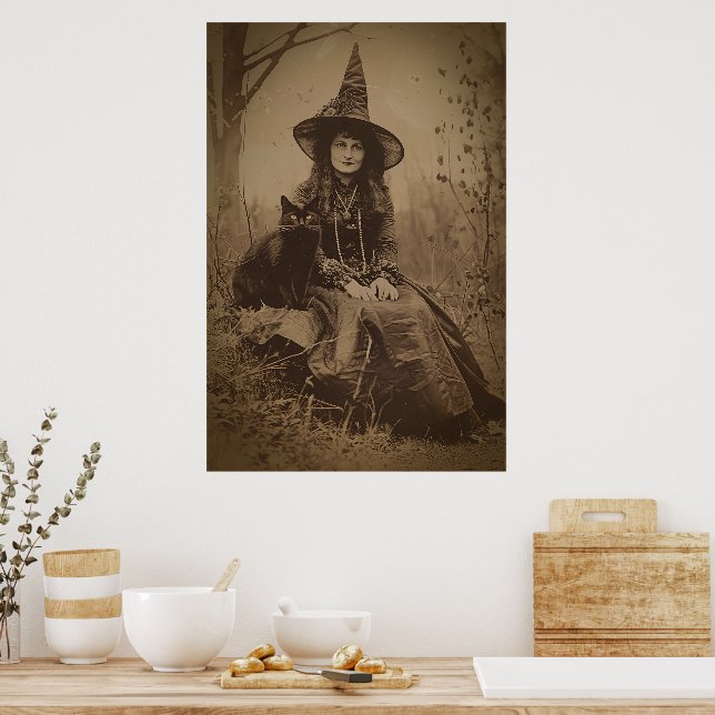 Victorian Witch Sepia Portrait style 6 Poster (Kitchen)
