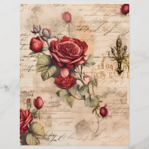 Victorian with Red Roses Scrapbook Paper