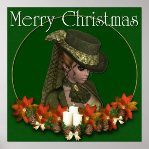 Victorian Woman 2 - Merry Christmas Print