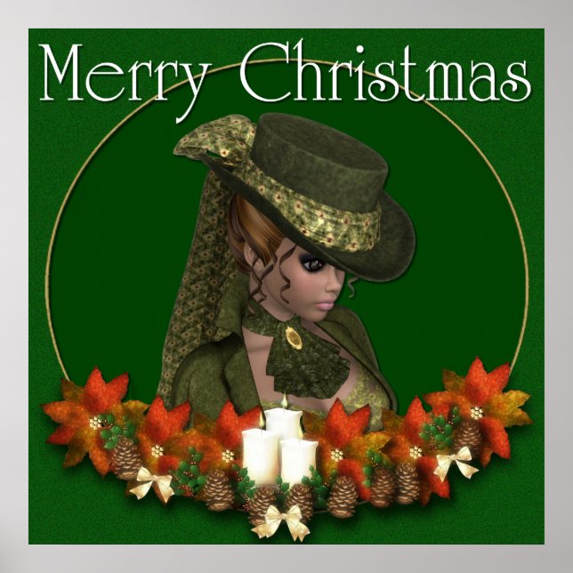 Victorian Woman 2 - Merry Christmas Print (Front)