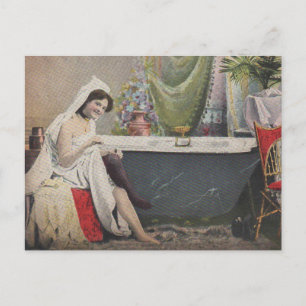 Victorian woman bathing postcard